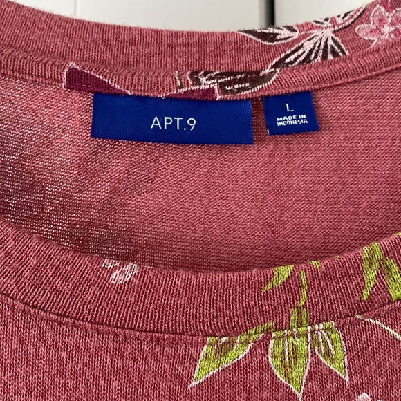 Apt.9 Lightweight Long Sleeve Pullover Top Mauve with Floral Design Sz L - Picture 5 of 6